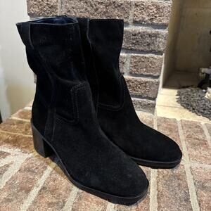 Steve Madden Women Romney Black Leather Western Festival Pull On Boots sz 9